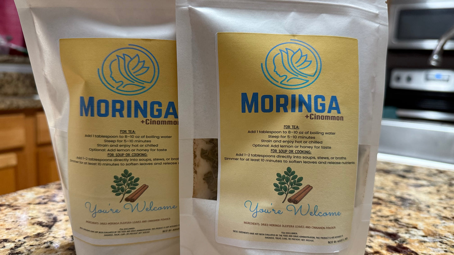 Dried Moringa Leaves and Cinnamon Powder
